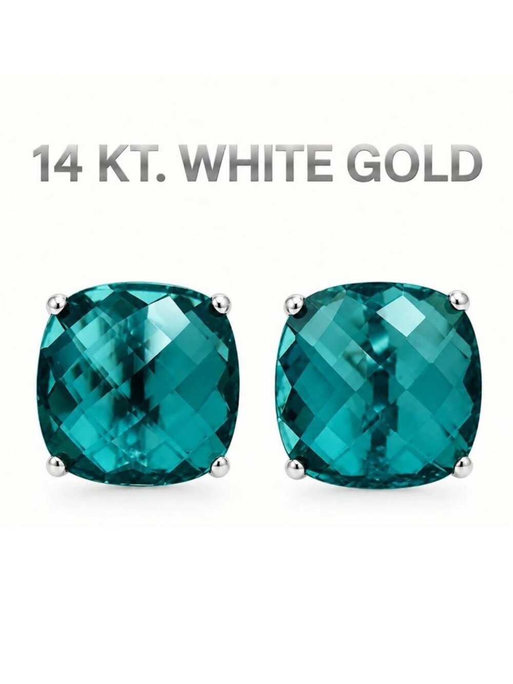 Genuine 14.50 CT Blue Zircon Earrings 14k Gold